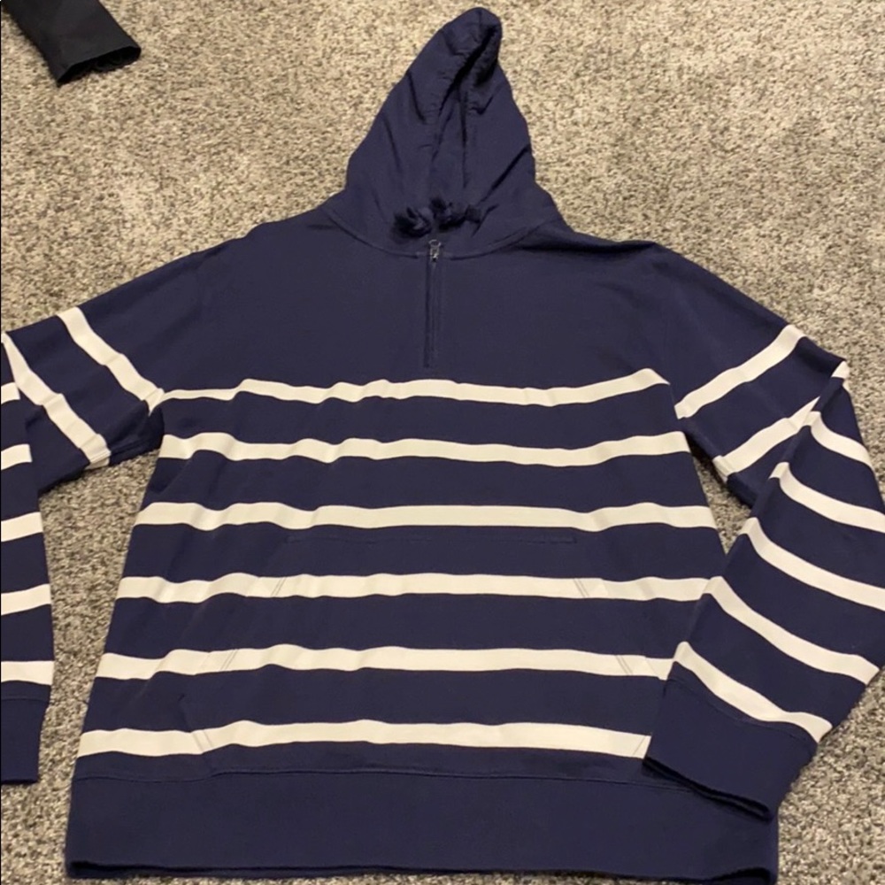 Chaps half zip blue with white stripe hoodie